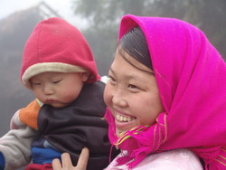 mother and kid, minority people, people of ha giang, ha giang hill tribe